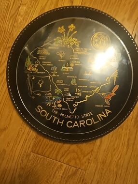 South Carolina Palmetto State Decorative Wall Plate/ Tray  - Black & Gold